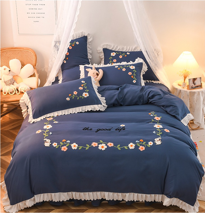 Three-piece Set On Single Bed With Wind Ruffled Duvet Cover Pi-Mart