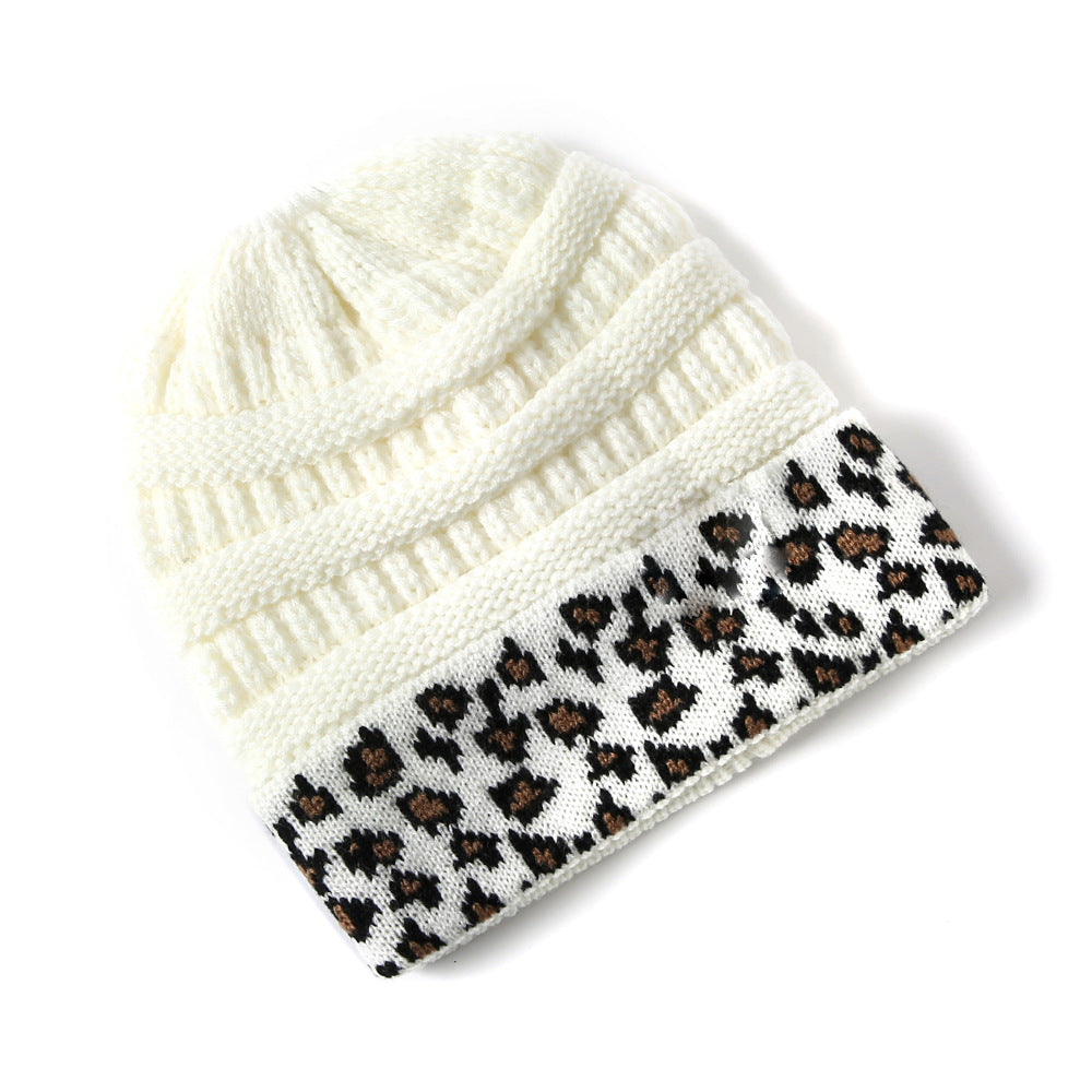 Beanie Women's Warm Leopard Print Knitted Hat Winter Pi-Mart