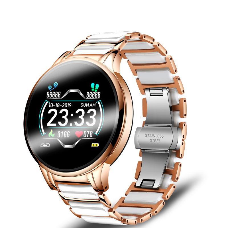 New Ceramic Smart Sport Fitness Watch For Women With Heart Rate Blood Pressure Monitor For Android and  IOS Sistems Sport Multifunctional Steel Belt Smartwatch - SJB-DIAMOND ELITES