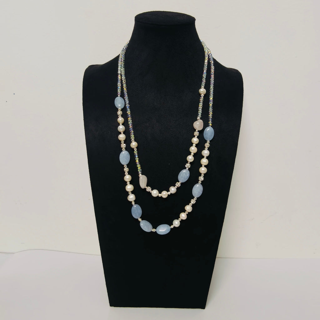 Handmade Premium Crystal Necklace |  Artisan Woven Jewelry with Alloy Accents  | Elegant Sparkling Statement Necklace for Women (MAC344)