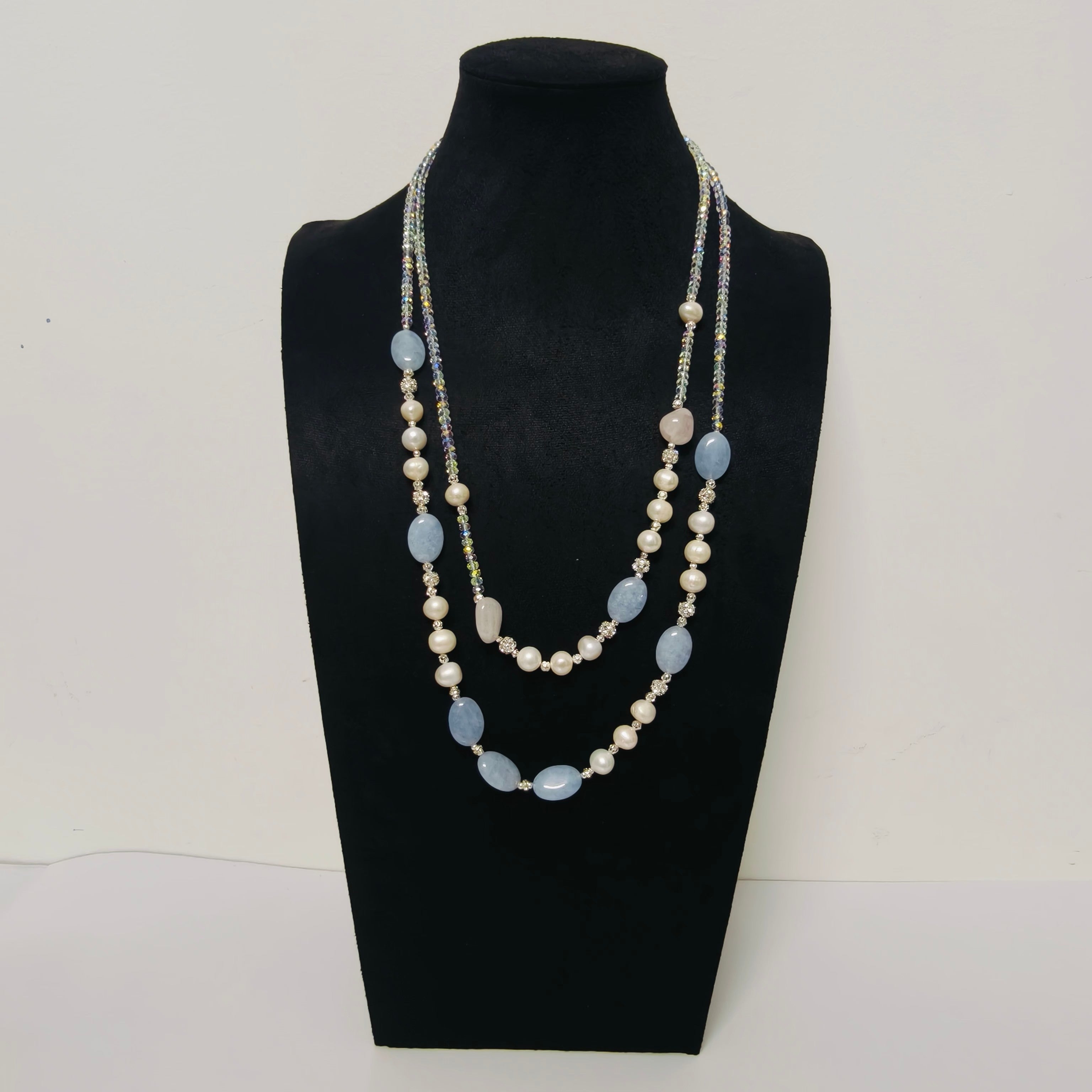 Handmade Premium Crystal Necklace |  Artisan Woven Jewelry with Alloy Accents  | Elegant Sparkling Statement Necklace for Women (MAC344)