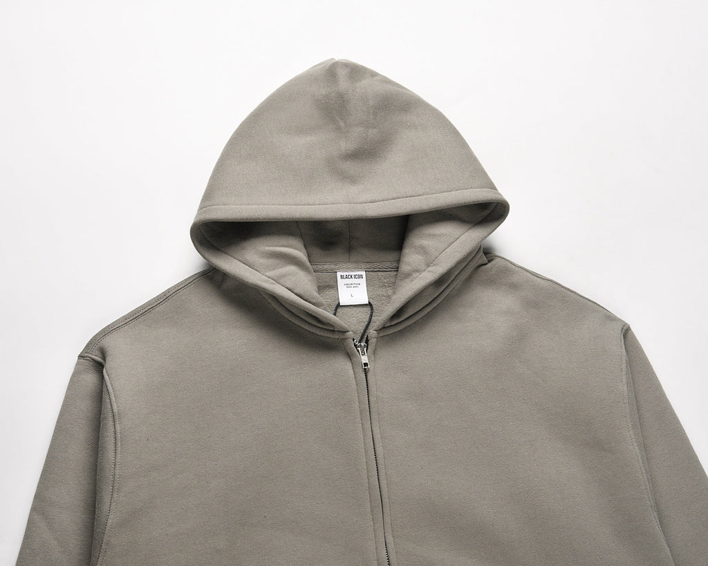 Men's Solid Color Double Zip Hoodie Pi-Mart