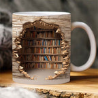 3D Bookshelf Mug Creative Ceramic Water Cup With Handle A Library Shelf Space Book Lovers Coffee Mug Birthday Christmas Gift Pi-Mart