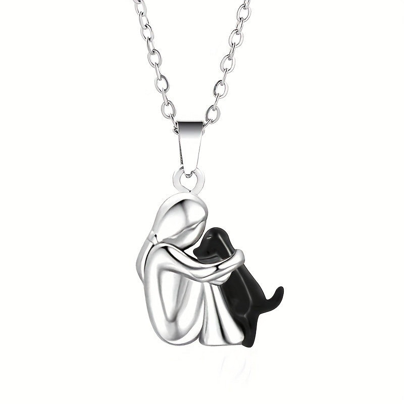 Fashion Little Girl And Dog Hug Necklace Pi-Mart