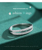 S925 Sterling Silver Double-layer Gang Drill Inlaid Ring Pi-Mart