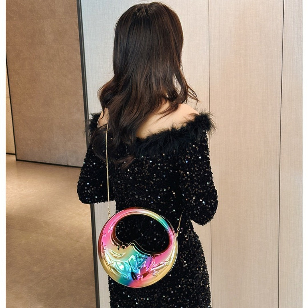Acrylic Moon Shaped Bag, Women Shoulder Evening Bag, Evening Purse, Evening Bags for Women Formal, Clutch Purse,  Clutch Purse Casual,  Clutch Purse Party,  Prom Bag,  Party Purse, - SJB-DIAMOND ELITES