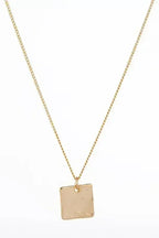 Gold Twisted Ring & Square Pendant Necklace Set - Nickel-Free