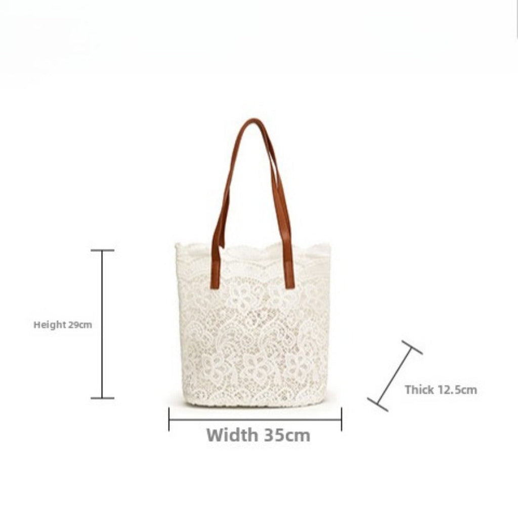 Lace hobo bag for women, shopping shoulder handbag, embroidered flower hollow tote bag - SJB-DIAMOND ELITES