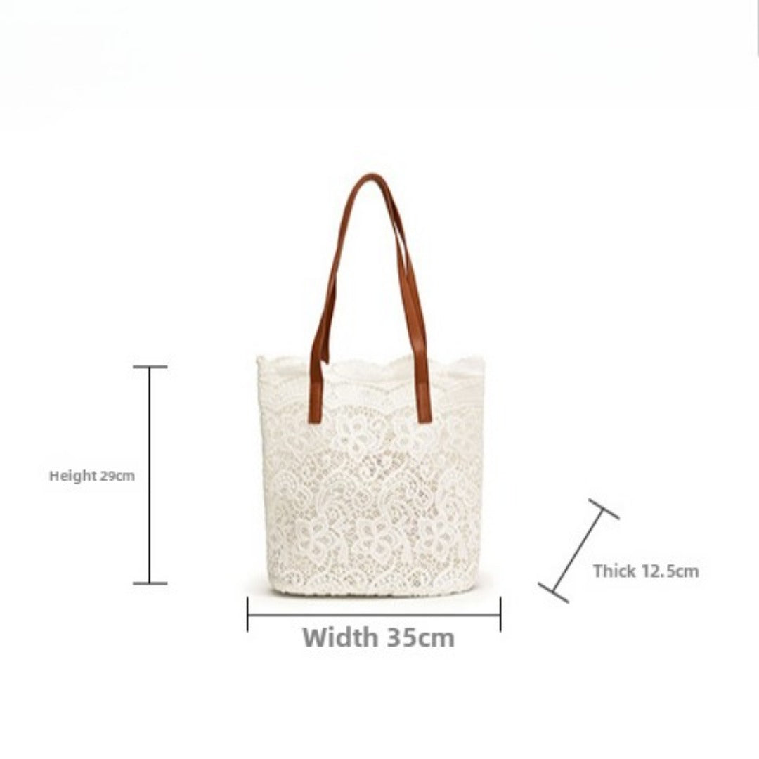 Lace hobo bag for women, shopping shoulder handbag, embroidered flower hollow tote bag - SJB-DIAMOND ELITES