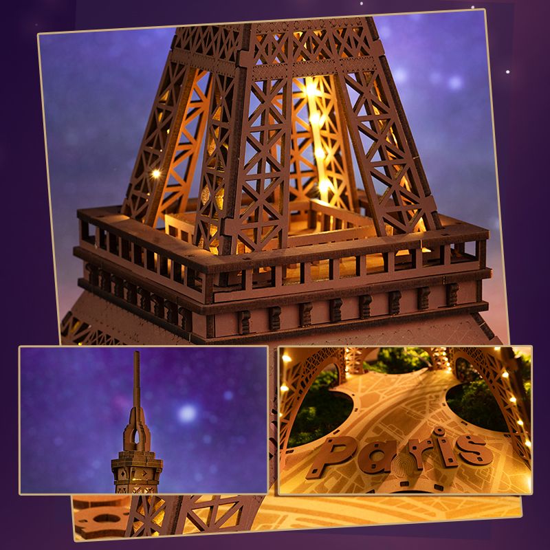 Rolife Night Of The Eiffel Tower Large Wooden Puzzle With 4 Light Shows For Gift Pi-Mart