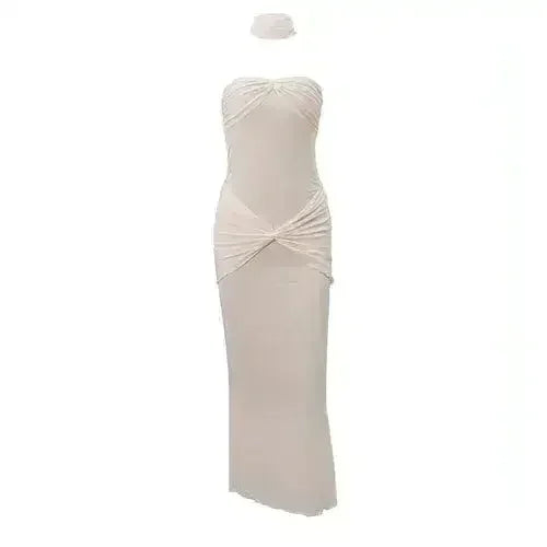 Lightly Chest-wrapped Sequins Slightly Transparent Fishtail Gown Dress