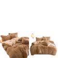 Camel King Size Faux Fur Velvet Plush Duvet Cover Set with Pillowcases, Ultra Soft & Warm Pi-Mart
