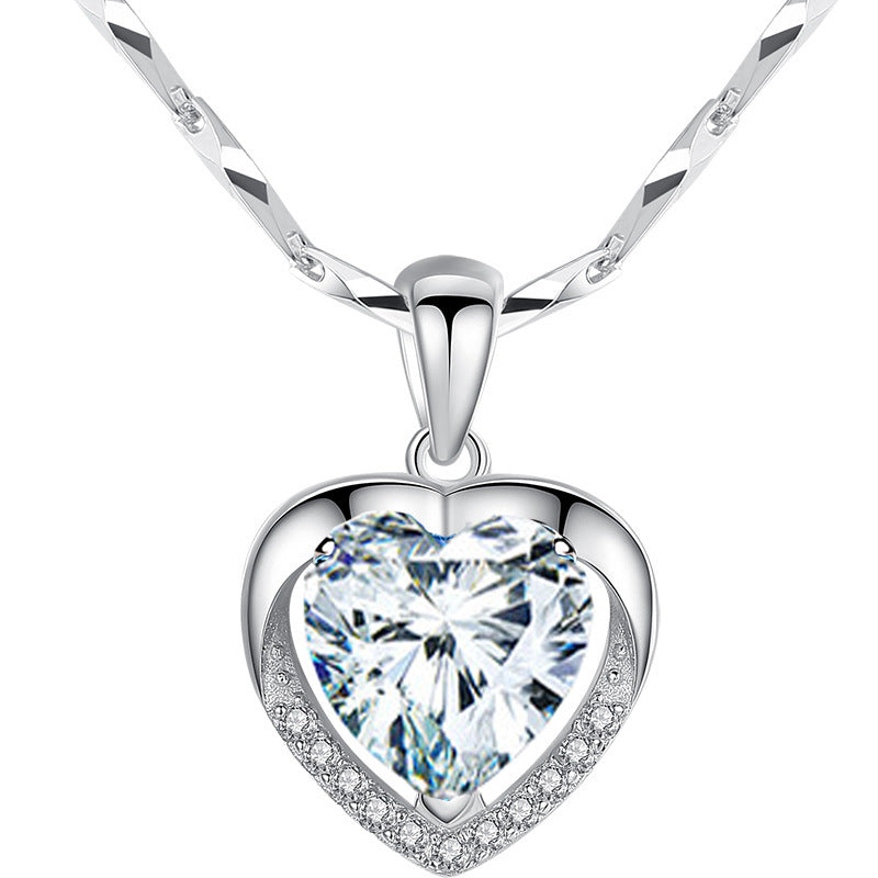 Women's Silver Clavicle Chain Simple Ocean Heart Pi-Mart