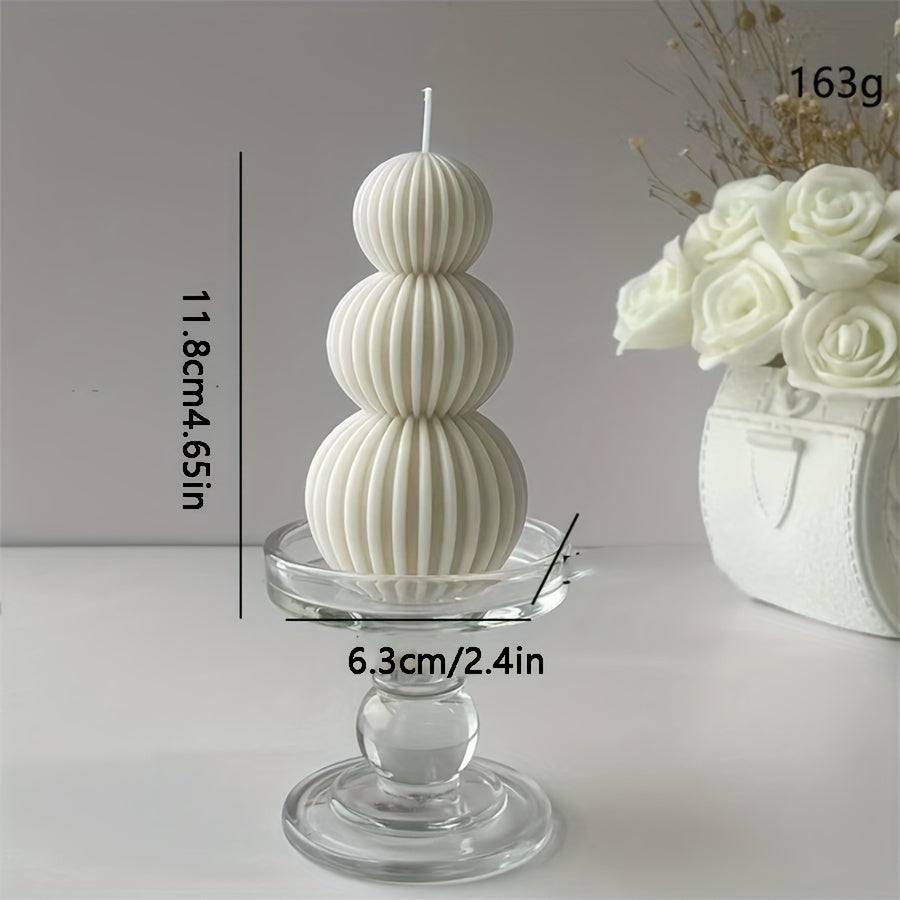 Romantic Wave Sphere Scented Candle - Sandalwood Aroma, Geometric Design for Home Decor, Perfect for Valentine's Day & Special Occasions Lootquake LLC