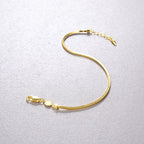 Simple Vintage Ins Folded Square Scaled Snake Bone Chain S925 Silver Plated 18k Gold Bracelet Female Pi-Mart