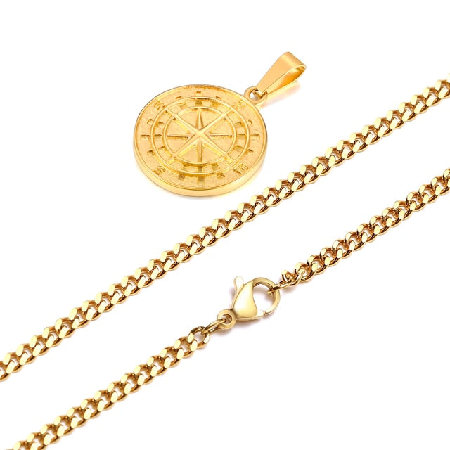 Men's Compass Necklaces Pi-Mart