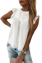 Polka Dot Lace Ruffled Tank Top - SJB-DIAMOND ELITES
