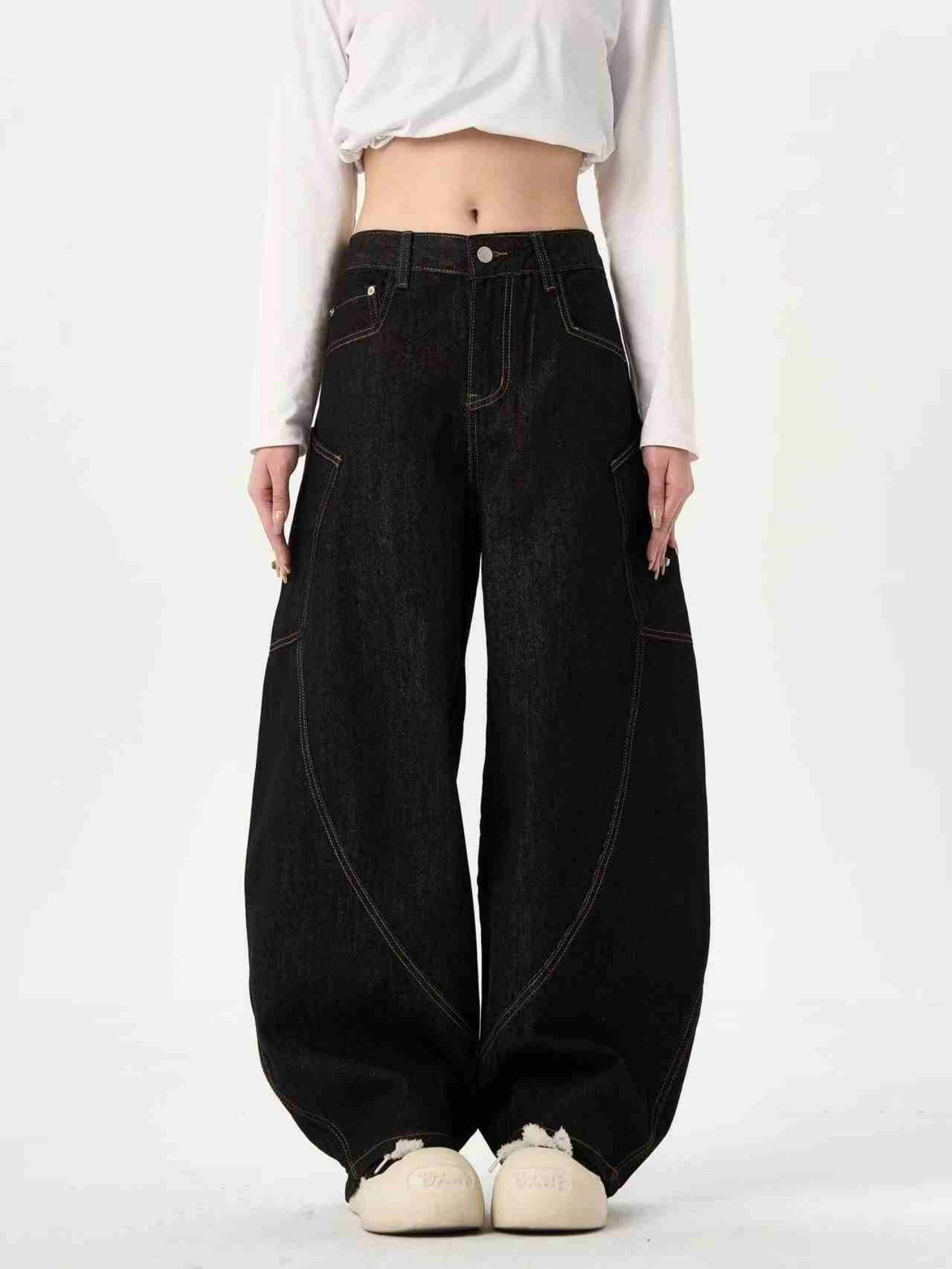 Black Jeans With Wide Legs For Men And Women Lootquake LLC