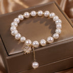 Natural Freshwater Pearl Bracelet Light Luxury Four-leaf Clover Simple Hand Jewelry Pi-Mart