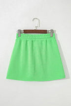 Black French Terry Drawstring Mini Skort with Pockets