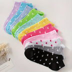 20/40 Pairs Heart Print Socks, Valentine's Day Candy Colored Ankle Socks, Women's Stockings & Hosiery Lootquake LLC