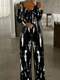Women's V-neck Irregular Tie Dye Off Shoulder Fashion Jumpsuit - SJB-DIAMOND ELITES