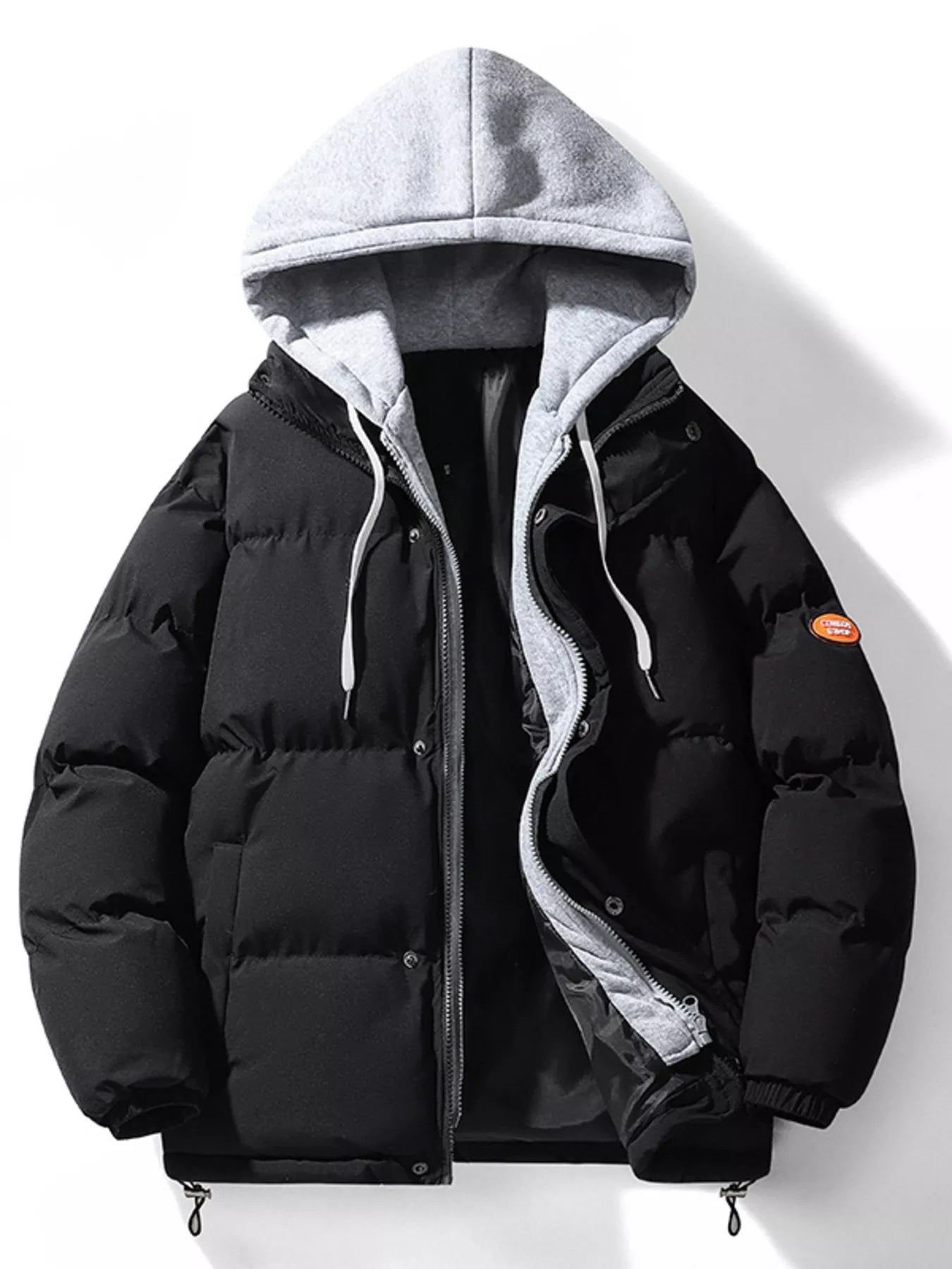 Men's Plus Size Hooded Padded Puffer Jacket THRIXINE