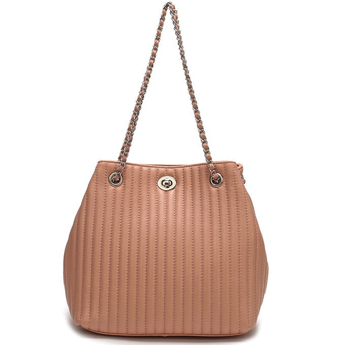 Large Hobo bag Chain Handle Cowhide Bucket Fashion Shoulder Handbag Genuine Leather Embroidery SHOMICOBOUTIQUE