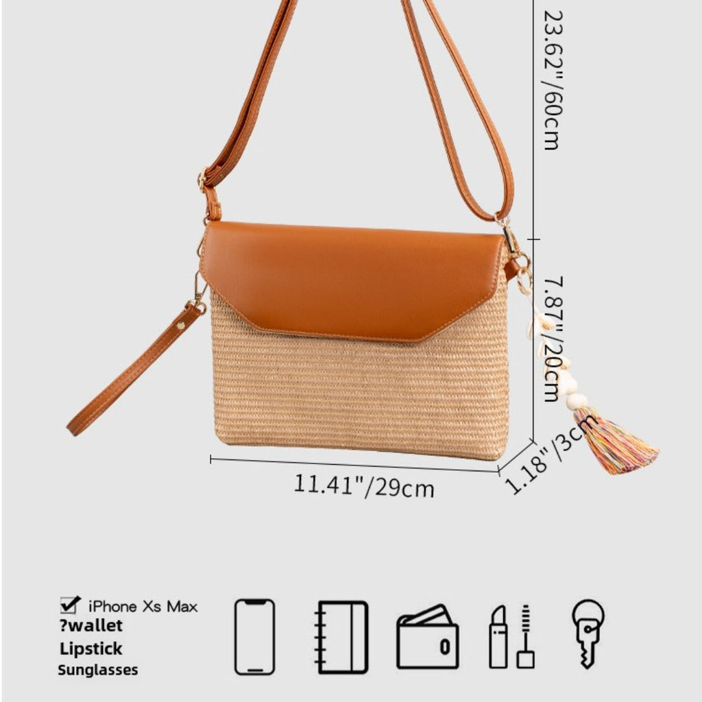 Tassel straw small crossbody bag seaside beach bag holiday crossbody shoulder bag evening clutch bag ladies - SJB-DIAMOND ELITES