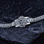 S925 Sterling Silver Vintage Hand-woven Domineering Lion Bracelet Ethnic Style Pi-Mart