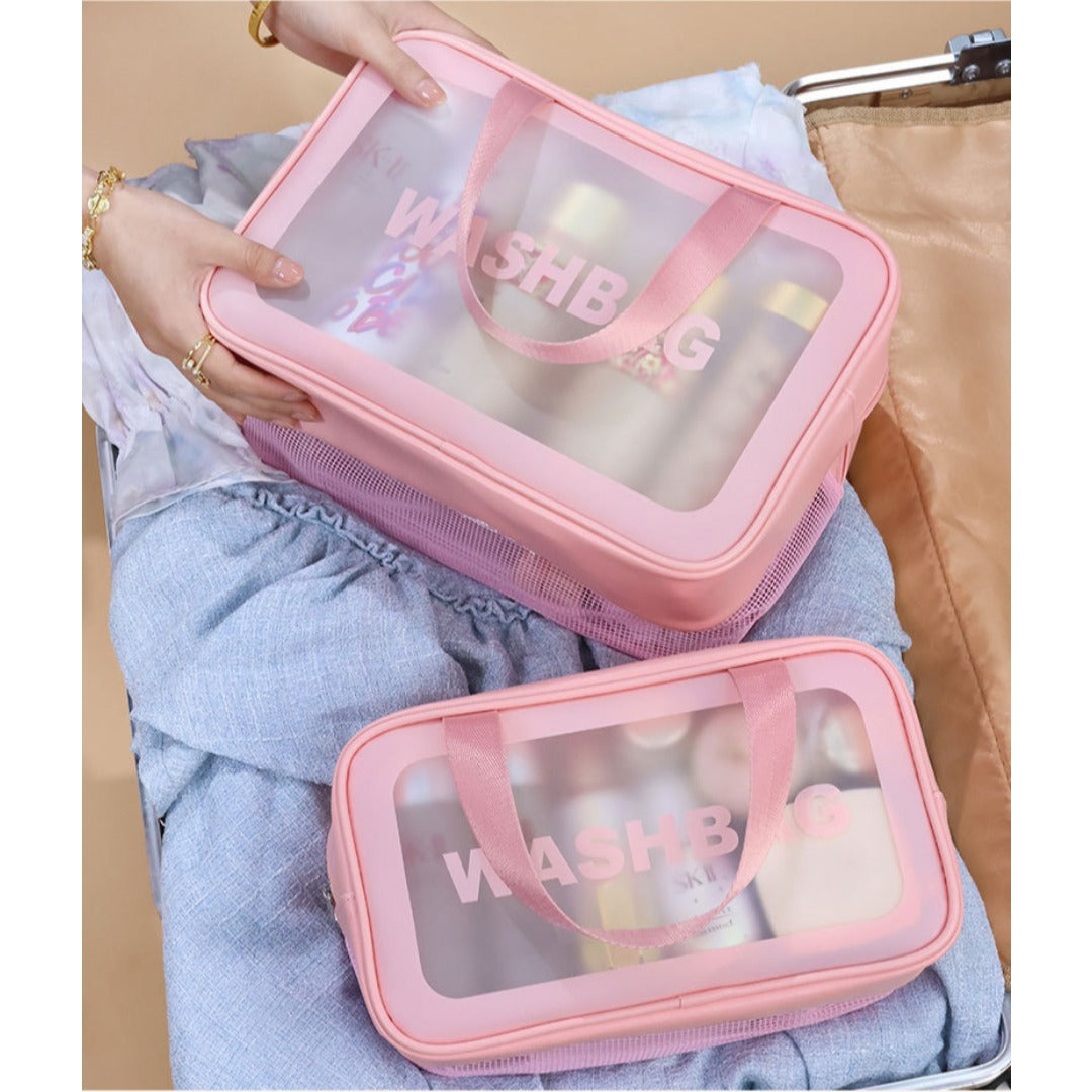 Dry & Wet Separation PVC Transparent Beach Bag – Double-Layer Portable Travel Toiletry Bag with Compartments for Makeup & Cosmetic Storage, Ideal for Organizing on-the-Go - SJB-DIAMOND ELITES