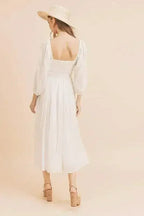 Aemi + Co Ruffled Smocked Square Neck Balloon Sleeve Dress