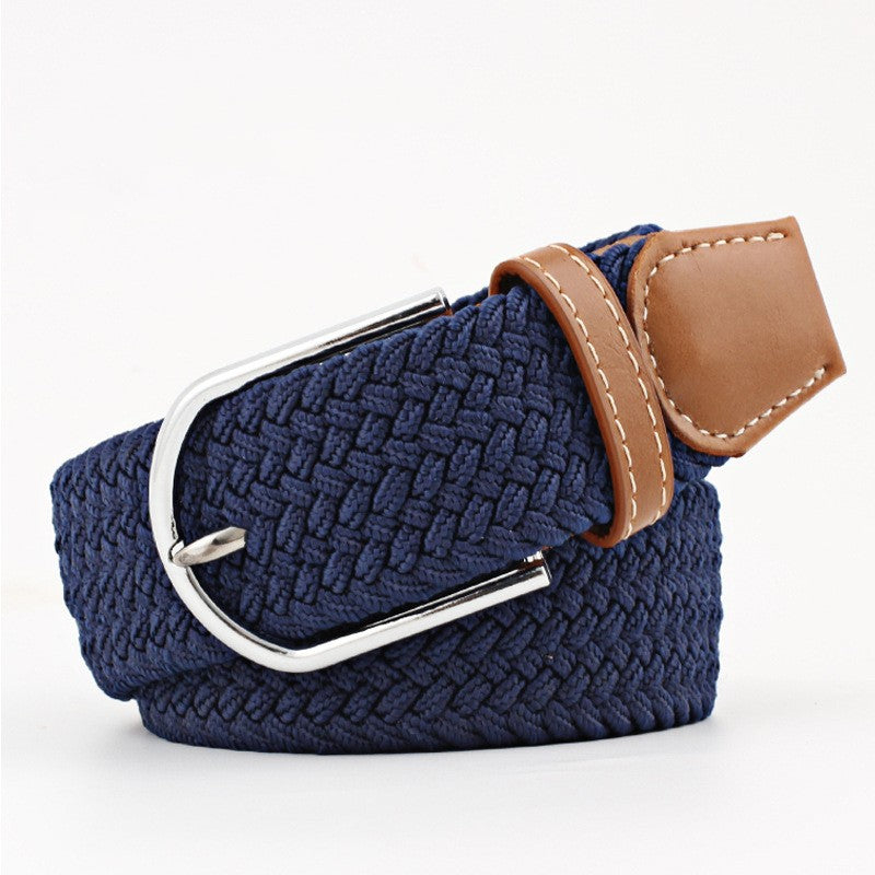 Women's Canvas Belt Student Pants Casual Stretch Braided Needle Buckle Pi-Mart