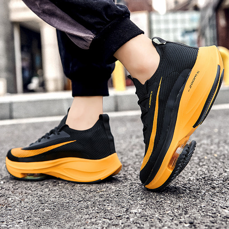 Air Cushion Sports Shoes Men Personalized Fashion Breathable Lace Up Knit Sneakers Casual Outdoor Running Walking Shoes Pi-Mart