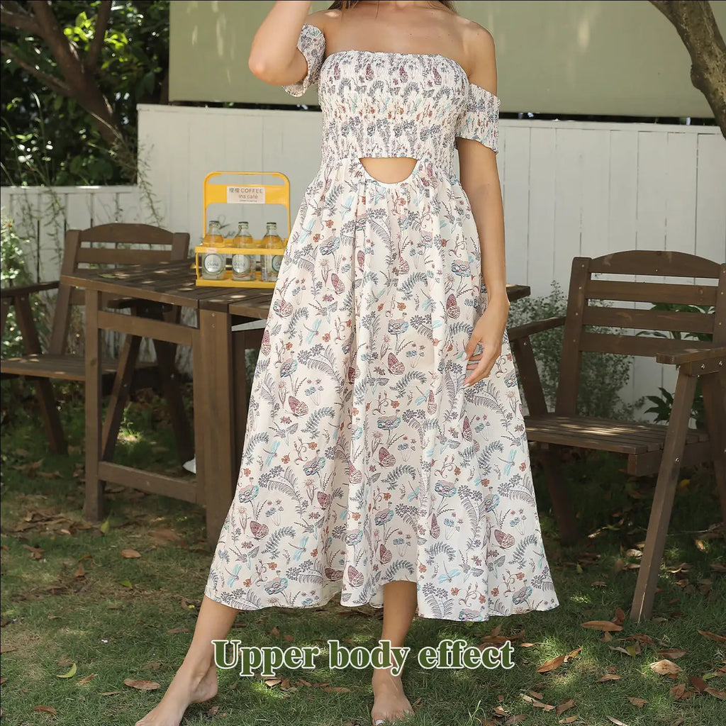 Women's Off Shoulder Strapless Floral Dress - SJB-DIAMOND ELITES