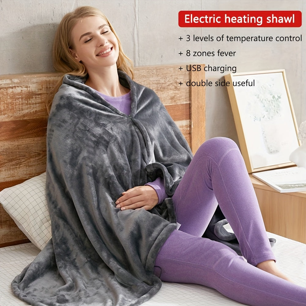 Electric Heating Blanket (59.06x31.5x0.59inch) USB Charging And Heating Blanket, Flannel Single Person Warm Shawl, Three Speed Temperature Control Adjustment, Suitable For Office Lunch Break, Outdoor Travel, Car Travel, And W