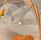 Gold Heart Shaped Opal Necklace Pi-Mart