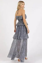 Mittoshop Ruffled Smocked Floral Halter Neck Maxi Dress