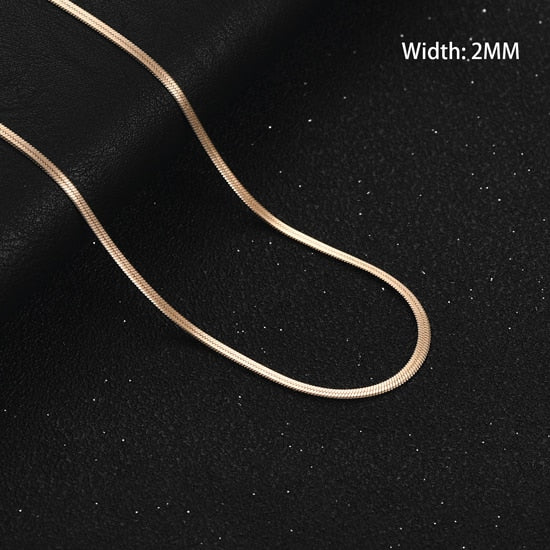 Flat Gold Color Stainless Steel Necklace Pi-Mart