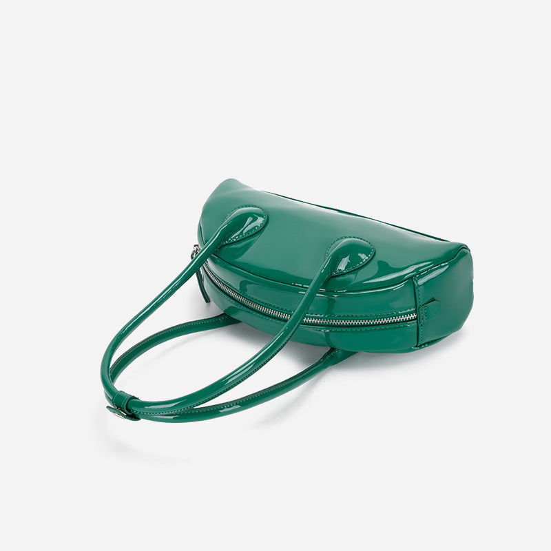 Half-round Shoulder Bag Is Versatile And Bright Face Long Handle Handbag Pi-Mart