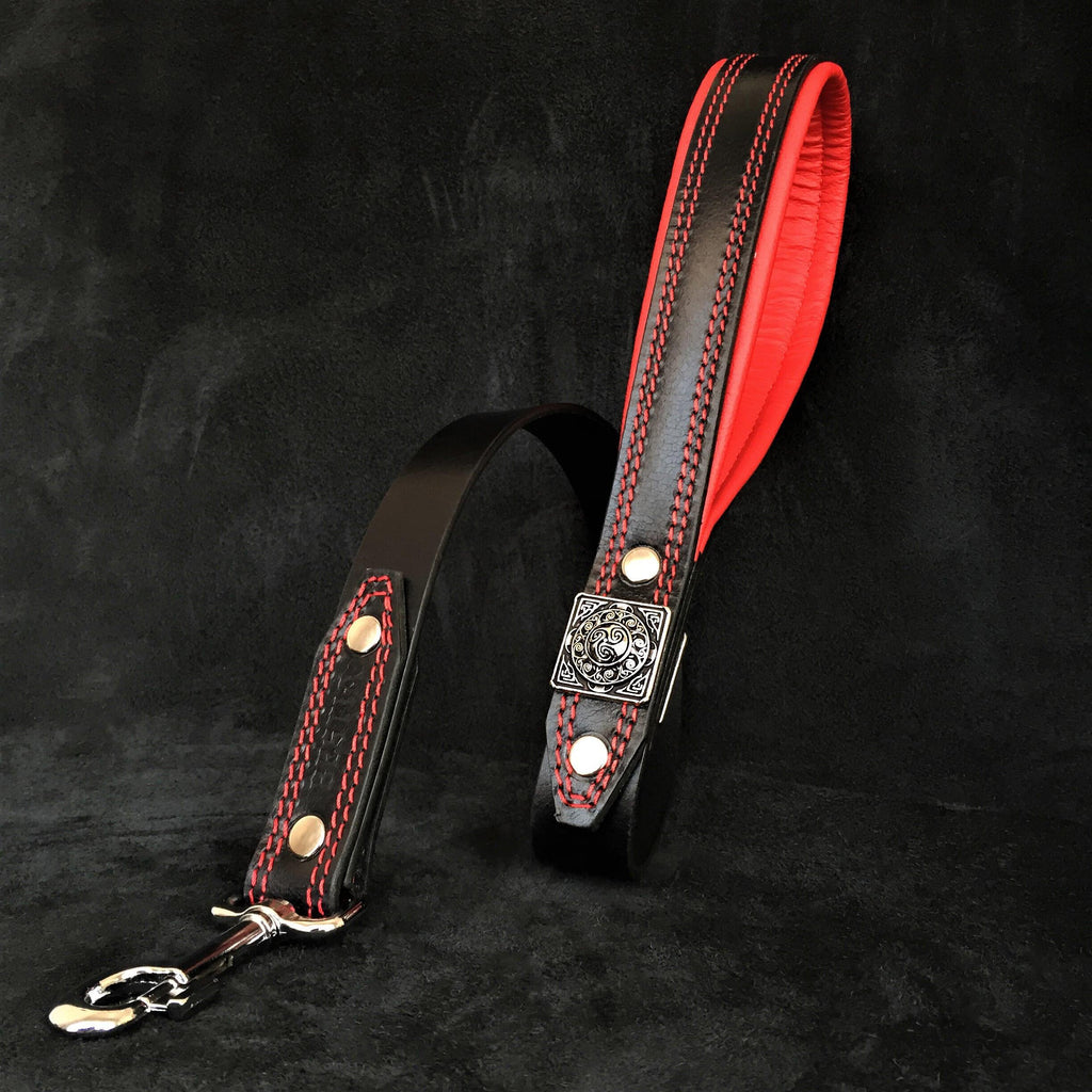The "Eros" collar 2.5 inch wide black & red Bestia Dog Gear
