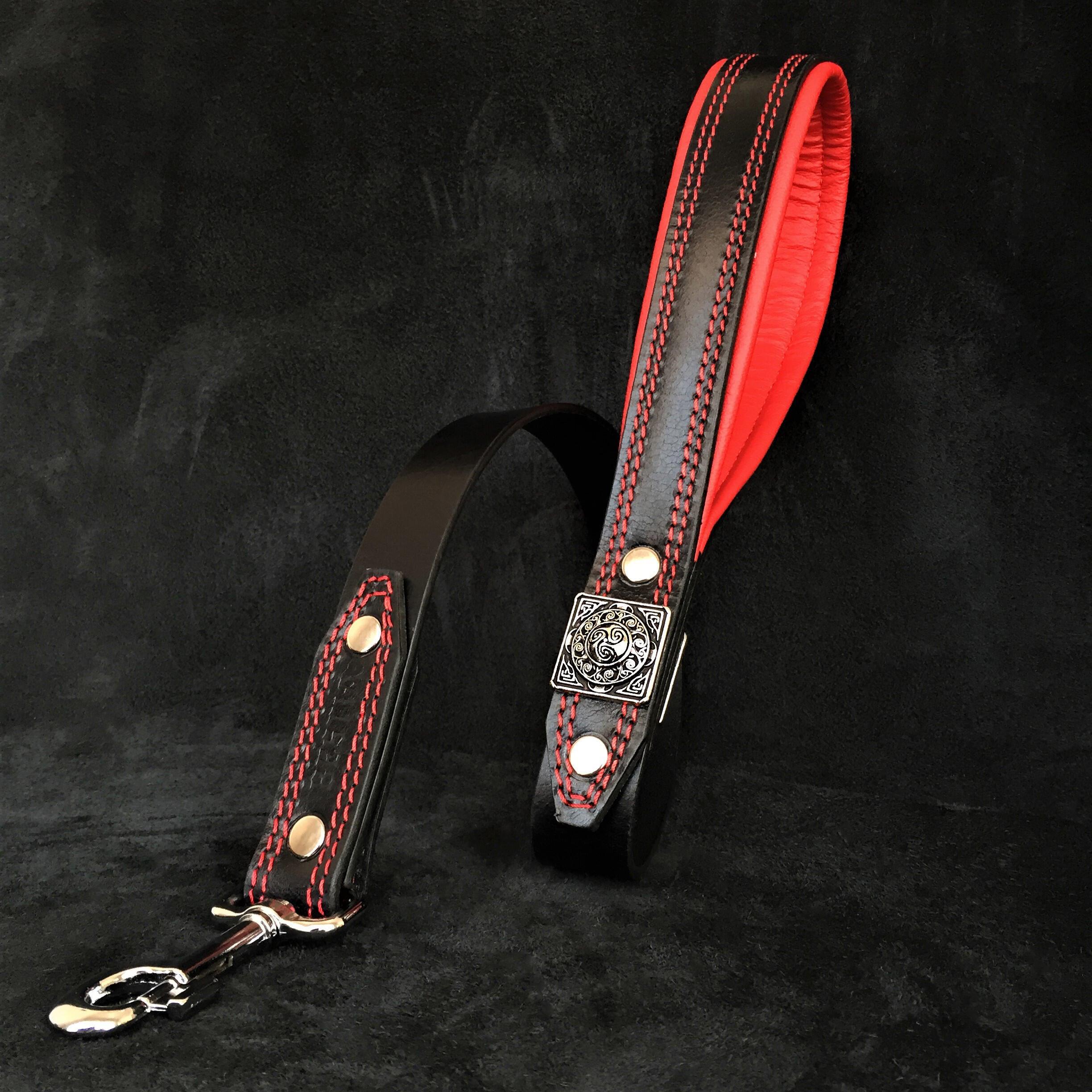 The "Eros" collar 2.5 inch wide black & red Bestia Dog Gear