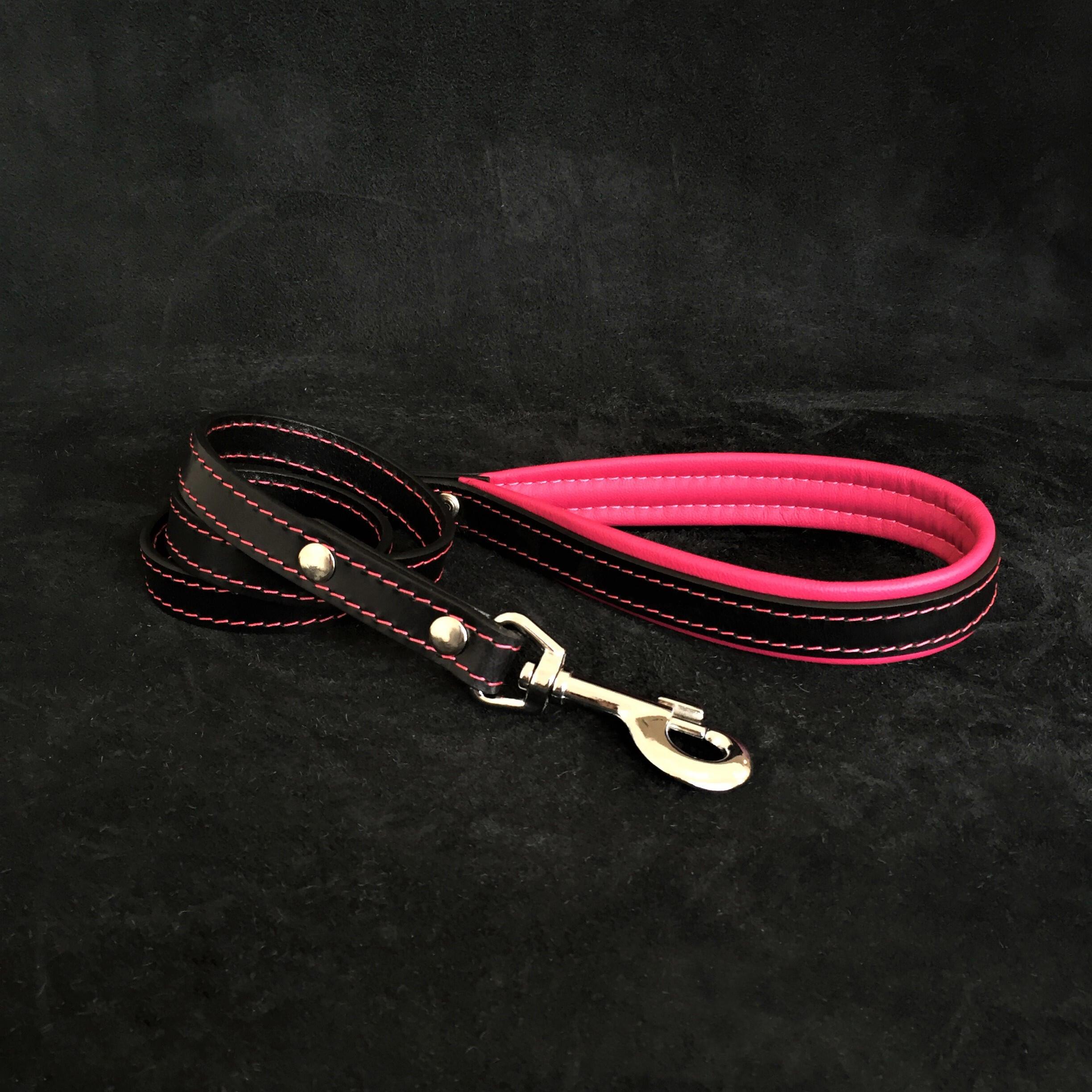 Black leather leash Bestia Dog Gear