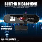 2K 4K Conference Webcam Autofocus USB Web Camera Laptop Desktop For Office Meeting Home With Mic 1080P HD Webcam For Video Conferencing Recording and Streaming