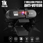 2K 4K Pc Webcam With Gift Tripod Autofocus Usb Web Camera Laptop Mini Camera 1080P with Microphone For Full Widescreen Laptop USB Webcams Privacy Shutter Tripod Desktop Notebook Webcam Video Calling Recording Webcam Stevvex