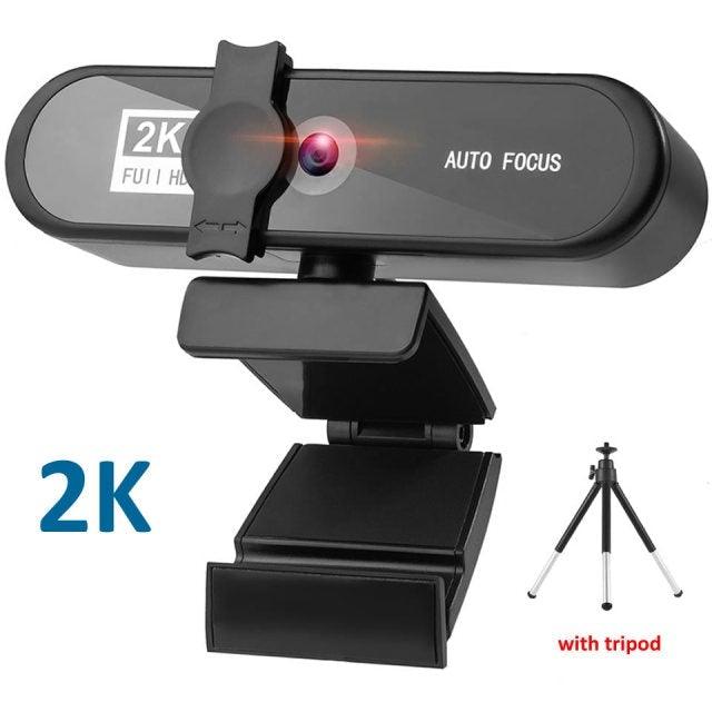 2K 4K Pc Webcam With Gift Tripod Autofocus Usb Web Camera Laptop Mini Camera 1080P with Microphone For Full Widescreen Laptop USB Webcams Privacy Shutter Tripod Desktop Notebook Webcam Video Calling Recording Webcam Stevvex
