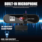 2K 4K Pc Webcam With Gift Tripod Autofocus Usb Web Camera Laptop Mini Camera 1080P with Microphone For Full Widescreen Laptop USB Webcams Privacy Shutter Tripod Desktop Notebook Webcam Video Calling Recording Webcam Stevvex