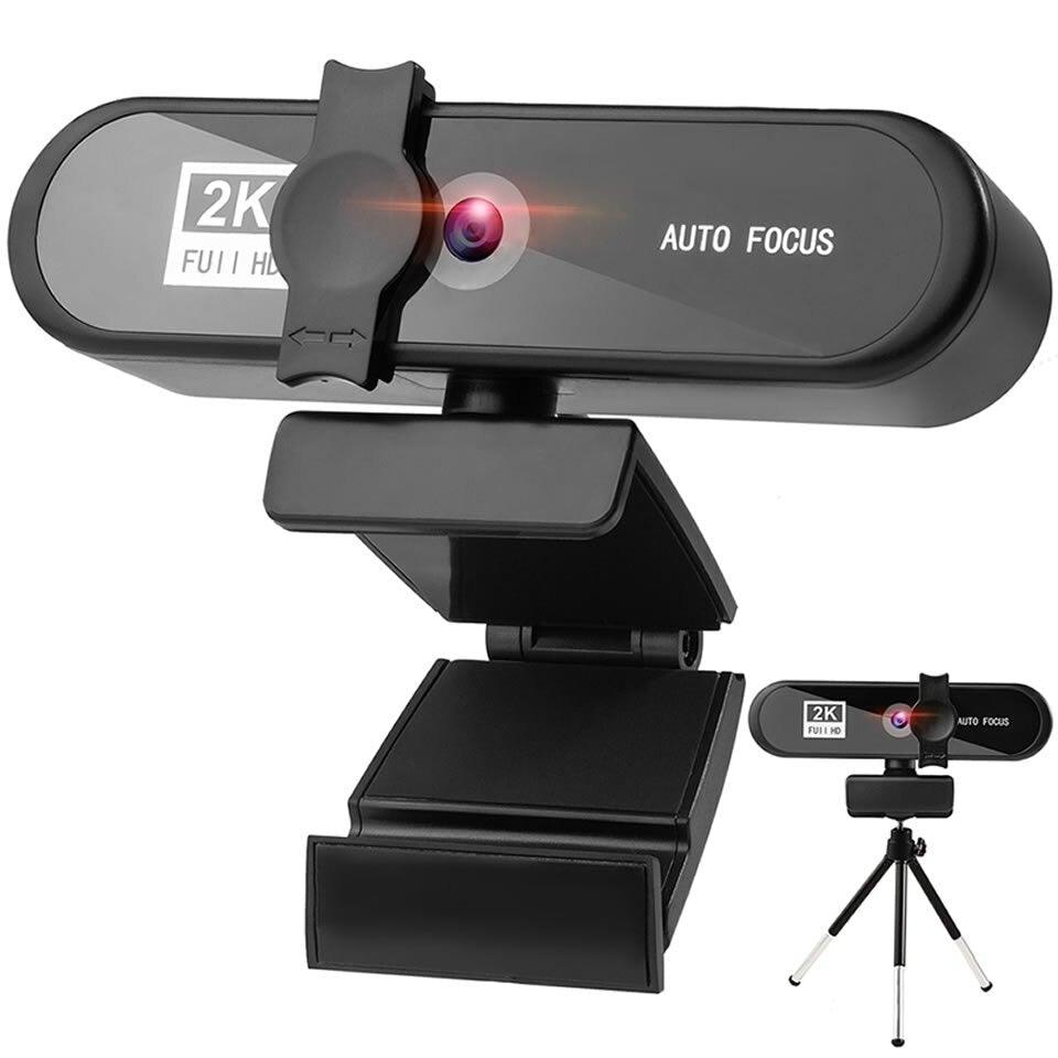 2K 4K Pc Webcam With Gift Tripod Autofocus Usb Web Camera Laptop Mini Camera 1080P with Microphone For Full Widescreen Laptop USB Webcams Privacy Shutter Tripod Desktop Notebook Webcam Video Calling Recording Webcam Stevvex