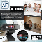 2K 4K Pc Webcam With Gift Tripod Autofocus Usb Web Camera Laptop Mini Camera 1080P with Microphone For Full Widescreen Laptop USB Webcams Privacy Shutter Tripod Desktop Notebook Webcam Video Calling Recording Webcam Stevvex