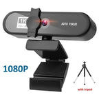 2K 4K Pc Webcam With Gift Tripod Autofocus Usb Web Camera Laptop Mini Camera 1080P with Microphone For Full Widescreen Laptop USB Webcams Privacy Shutter Tripod Desktop Notebook Webcam Video Calling Recording Webcam Stevvex